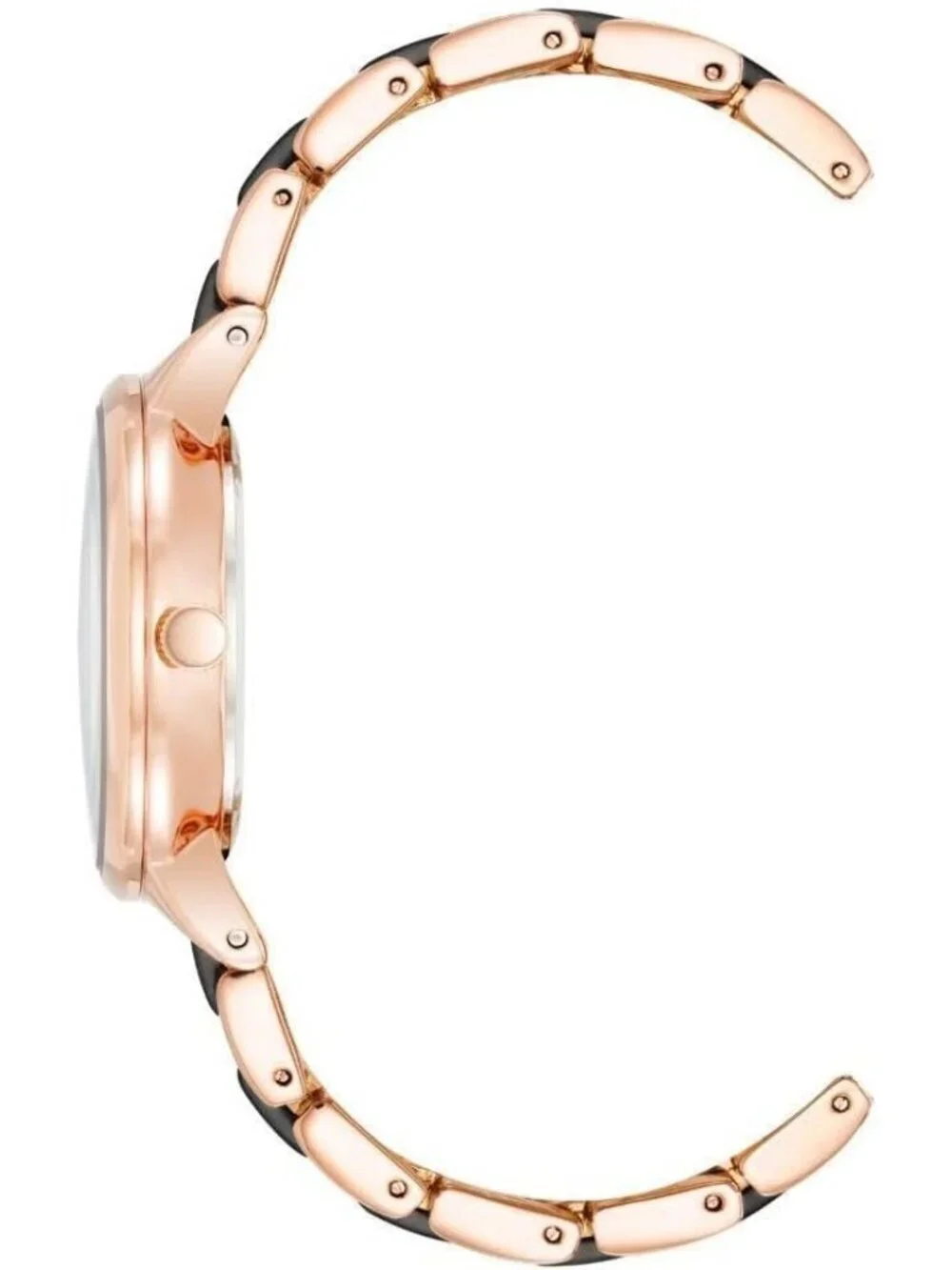 Anne Klein Women's Rose Gold Black Analog Quartz Resin Bracelet Luxury Watch